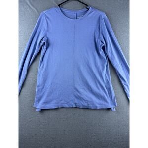 J.Jill Pima Crew Neck High Low Tee Dusty Blue Shirt Size Small